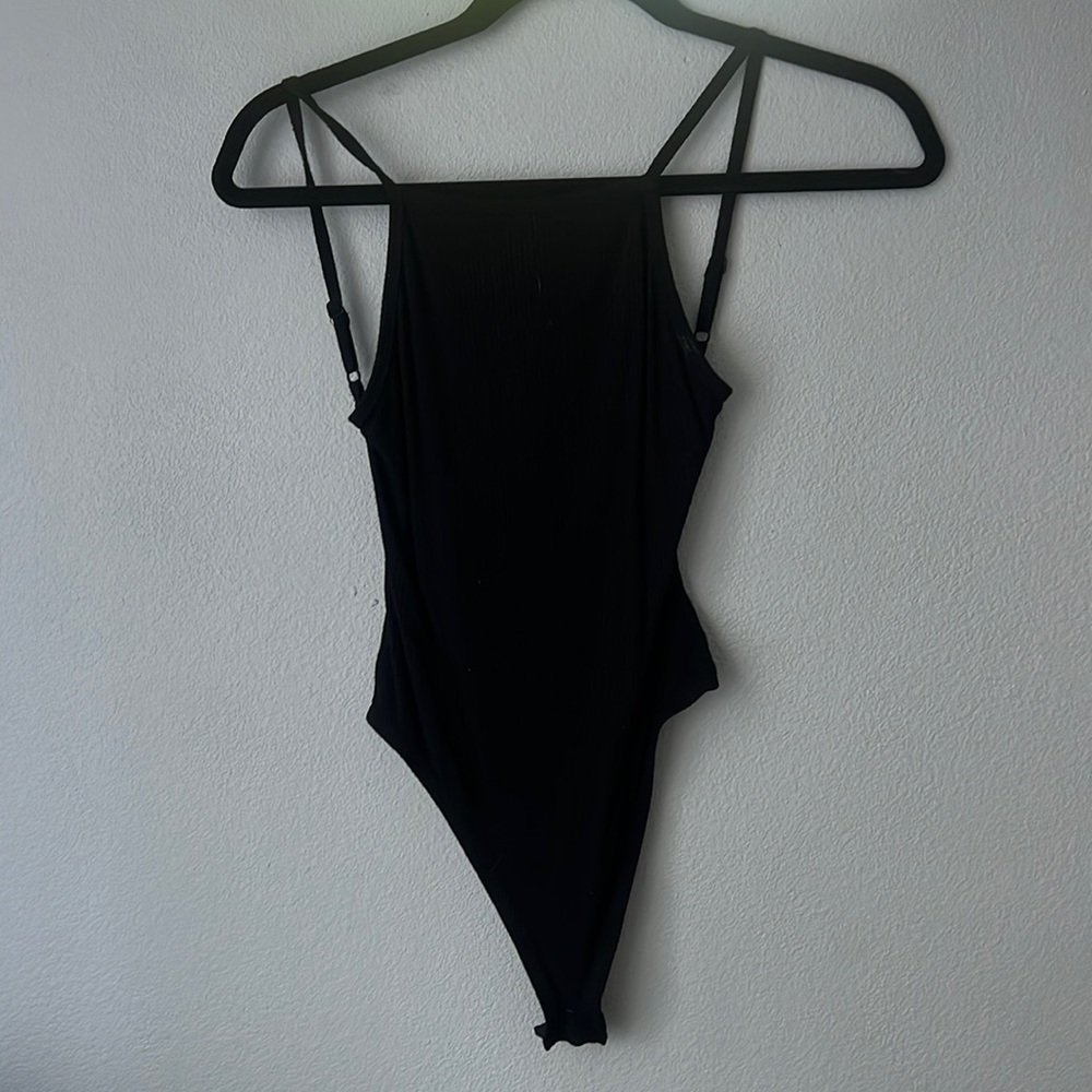 Black ribbed bodysuit